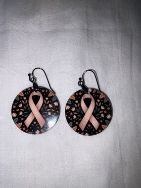 Breast Cancer ribbon earrings